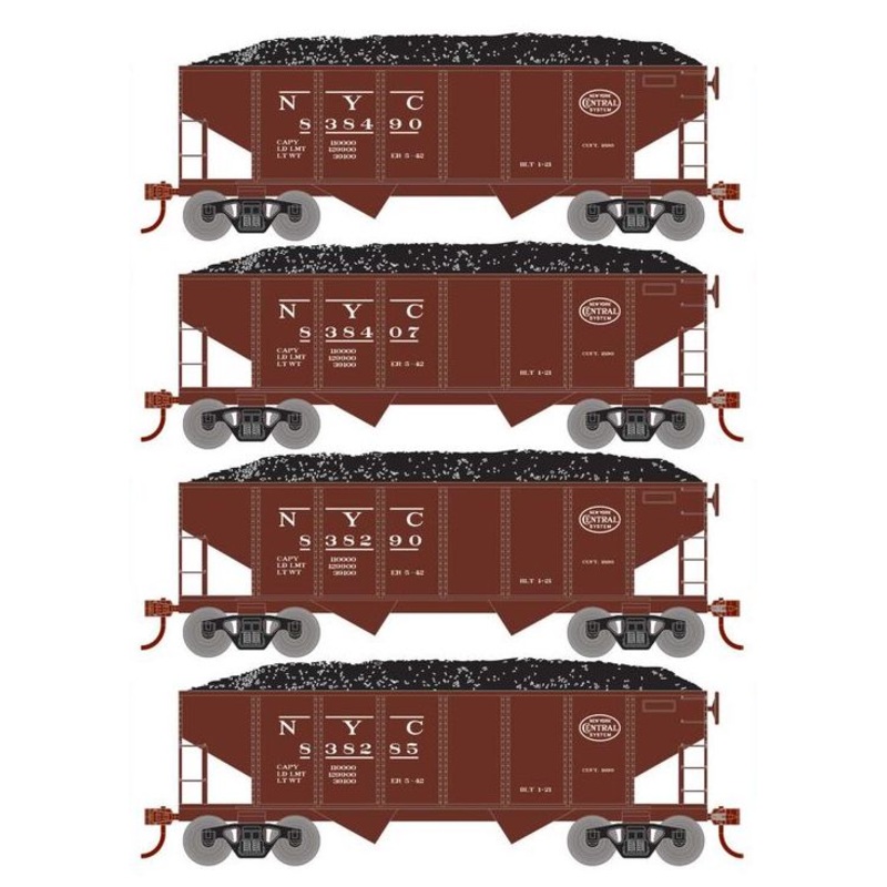 Roundhouse 50012 HO Scale 34' Ribbed Hopper w/Load New York Central NYC 4-Pack #2
