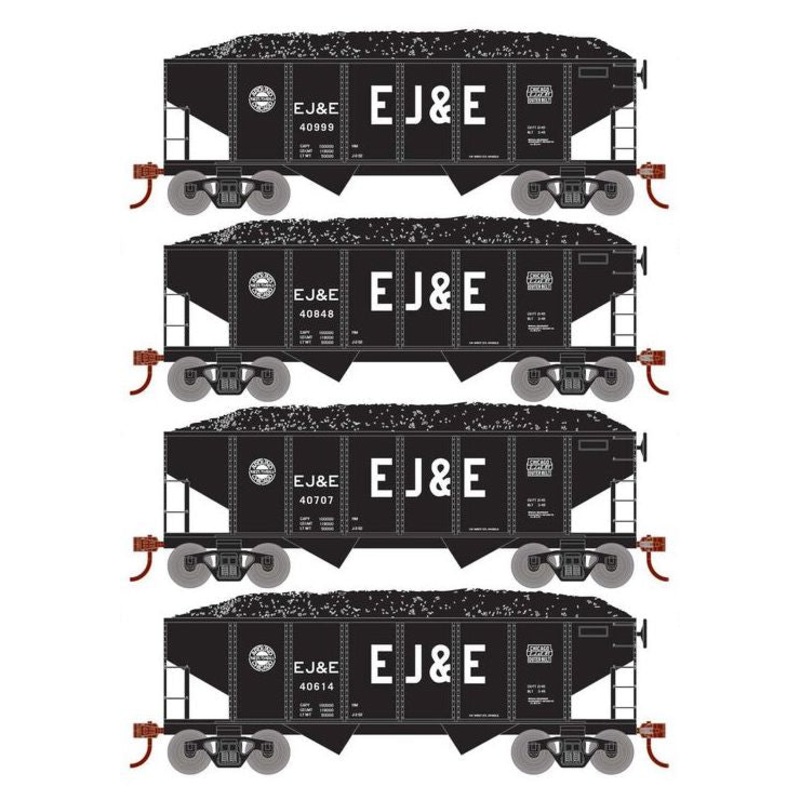 Roundhouse 50018 HO Scale 34' Ribbed Hopper w/Load EJ&E 4-Pack #1
