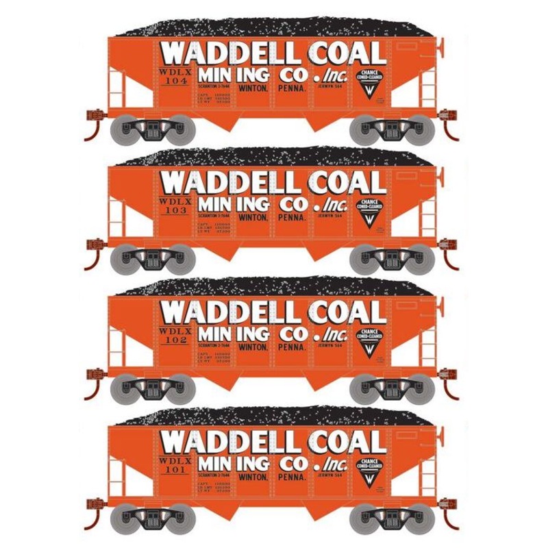 Roundhouse 50020 HO Scale 34' Ribbed Hopper w/Load Waddell NYO&W 4-Pack