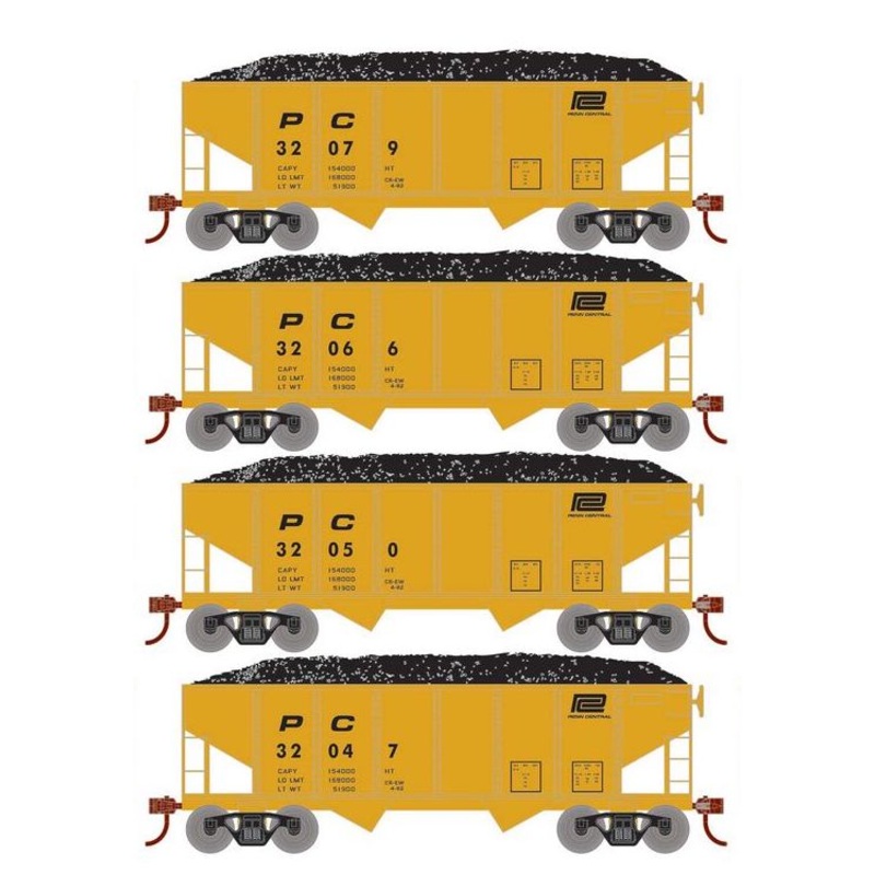 Roundhouse 50022 HO Scale 34' Ribbed Hopper w/Load Penn Central PC 4-Pack #2