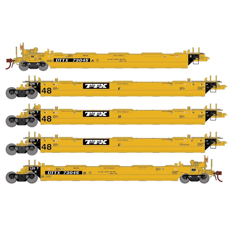 Athearn Genesis G1010 HO Scale Maxi II 5 Unit Well Car Trailer Train TTX DTTX 73045