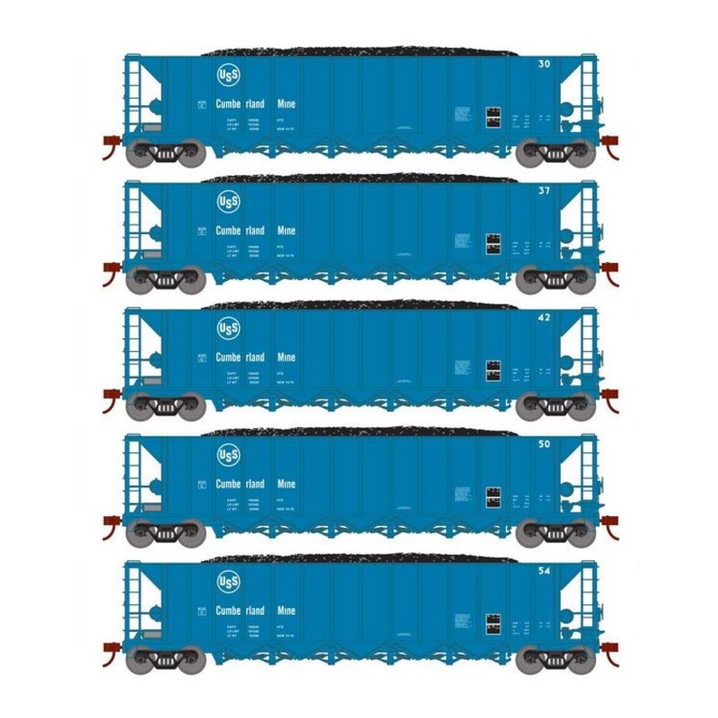 Athearn RTR 1009 HO Scale Ortner 5-Bay Hopper USS Cumberland Mine USSX 5-Pack #3