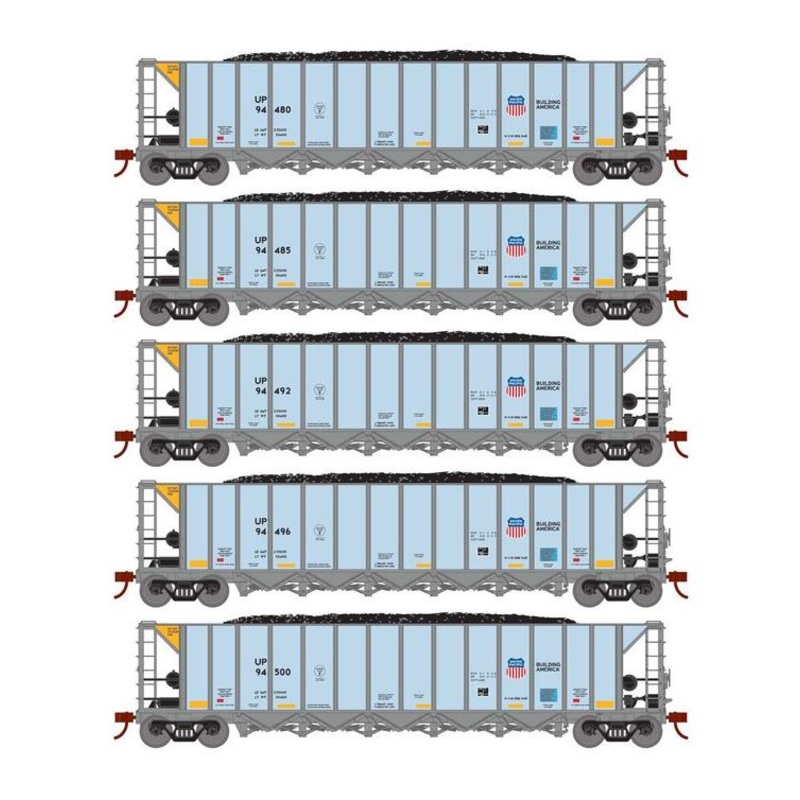 Athearn RTR 1044 HO Scale Ortner 5-Bay Hopper Union Pacific UP 5-Pack #3