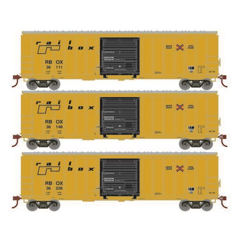 Athearn RTR 1050 HO Scale 50' ACF Outside Post Boxcar Railbox RBOX 3-Pack #2