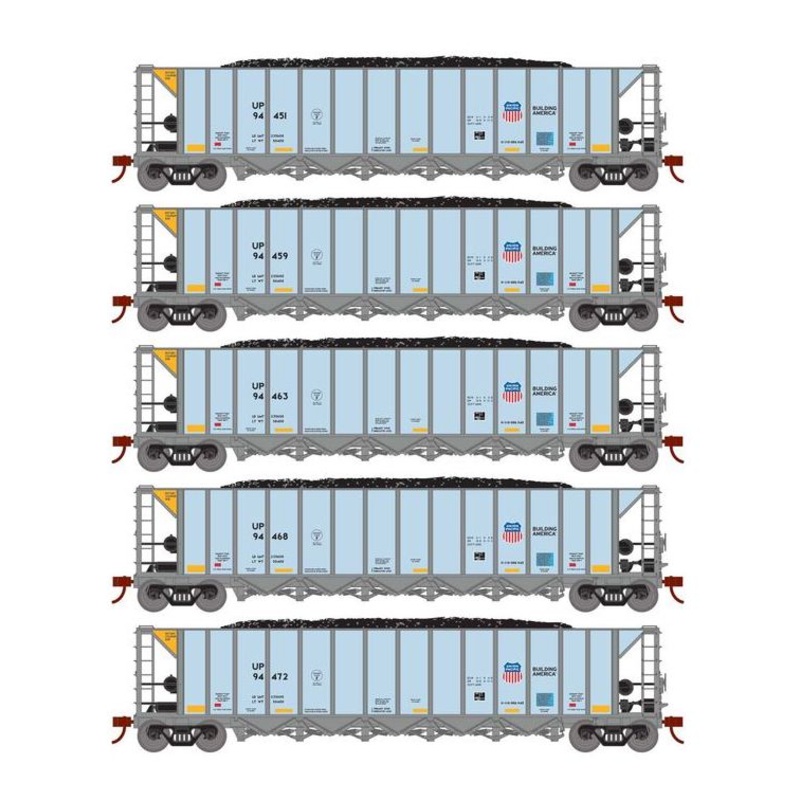 Athearn RTR 1113 HO Scale Ortner 5-Bay Hopper Union Pacific UP 5-Pack #1