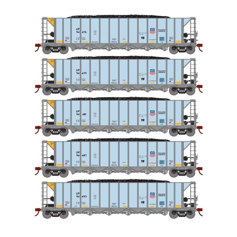 Athearn RTR 1152 HO Scale Ortner 5-Bay Hopper Union Pacific UP 5-Pack #2