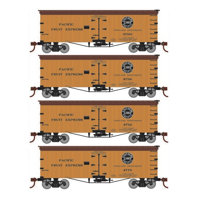 Roundhouse 1002 HO Scale 36' Wood Reefer Pacific Fruit Express PFE 4-Pack #2