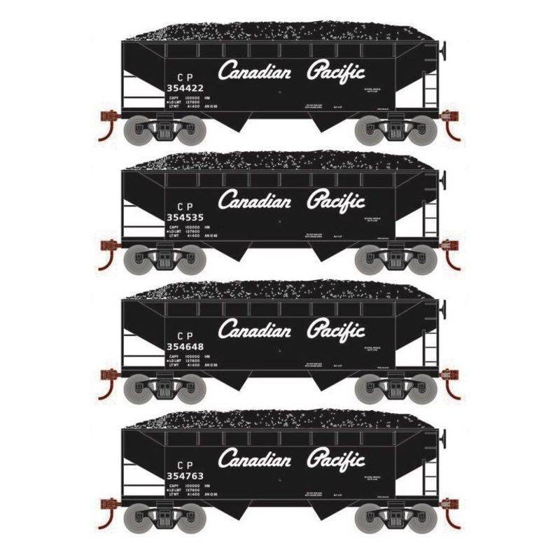Roundhouse 1007 HO Scale 34' Offset Open Hopper Canadian Pacific CP 4-Pack #2