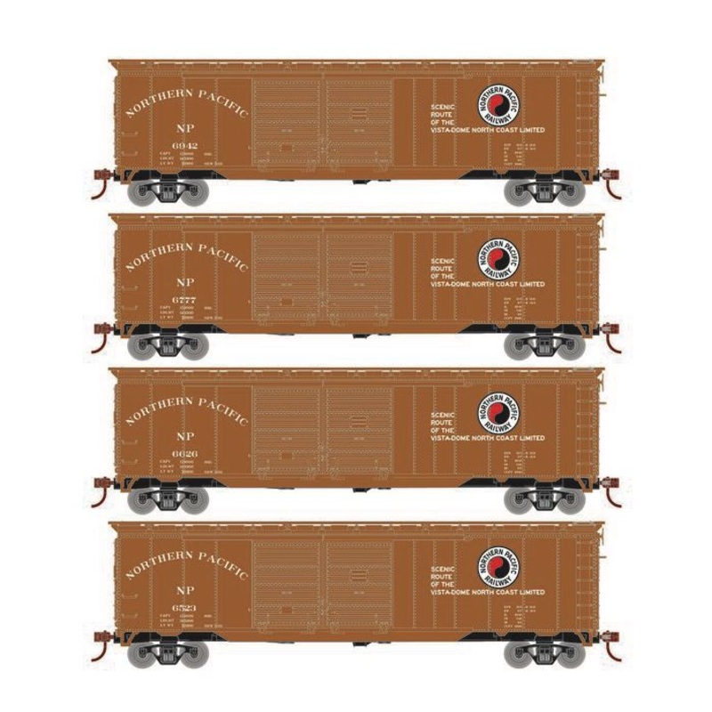 Roundhouse 1014 HO Scale 50' Double Door Boxcar Northern Pacific NP 4-Pack #1