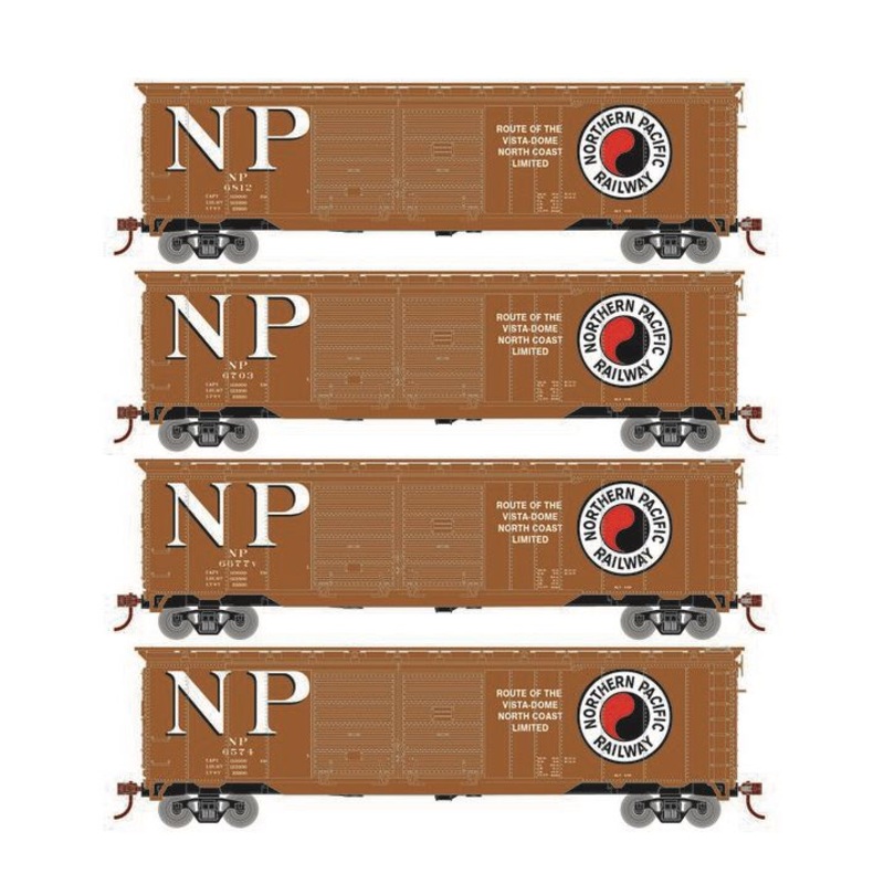 Roundhouse 1015 HO Scale 50' Double Door Boxcar Northern Pacific NP 4-Pack #2