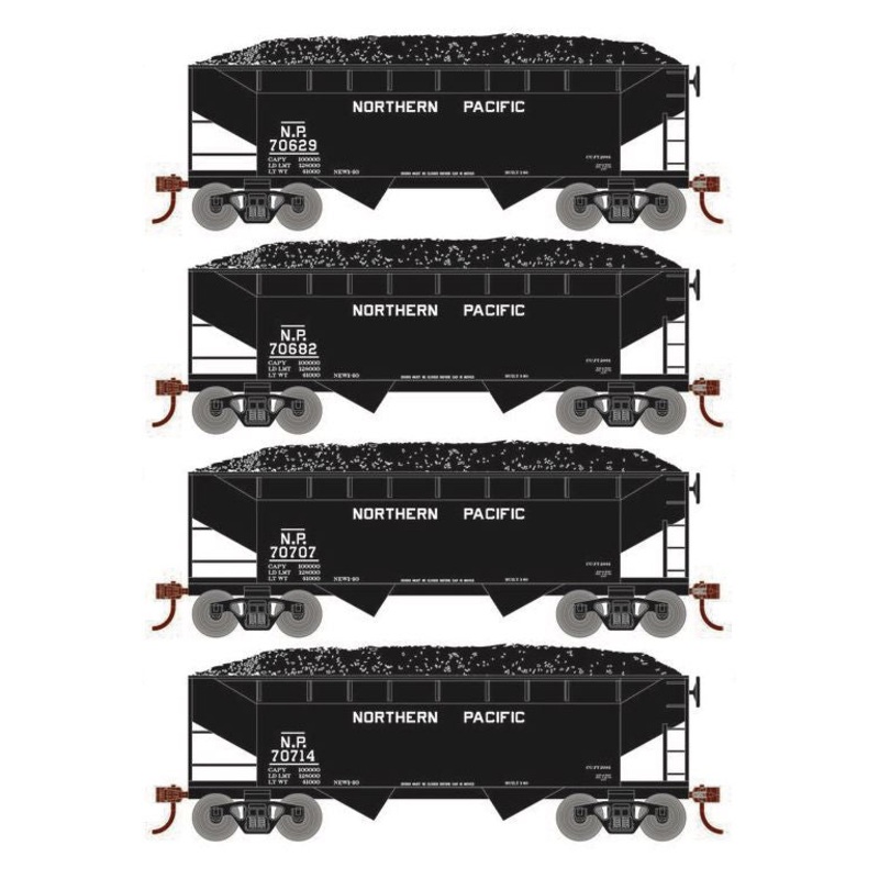 Roundhouse 1025 HO Scale 34' Offset Open Hopper Northern Pacific NP 4-Pack #1
