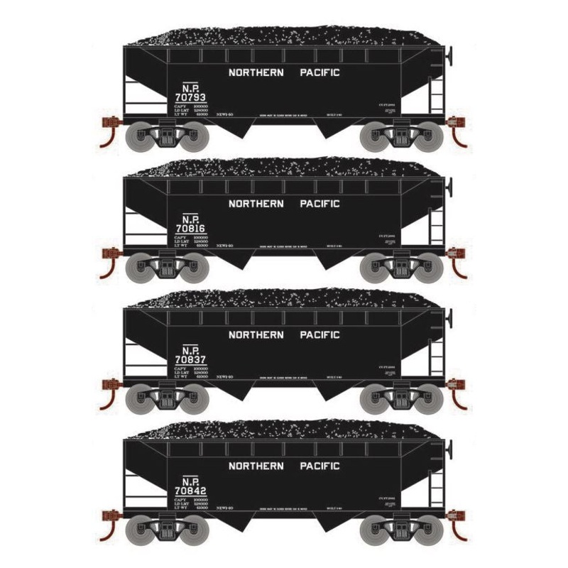 Roundhouse 1026 HO Scale 34' Offset Open Hopper Northern Pacific NP 4-Pack #2