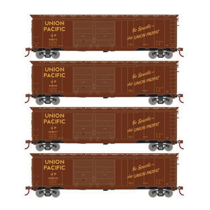 Roundhouse 1031 HO Scale 50' Double Door Boxcar Union Pacific UP "Be Specific" 4-Pack #2
