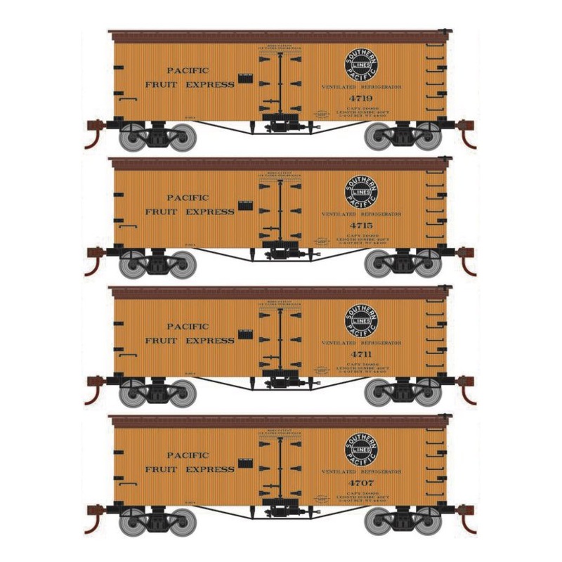 Roundhouse 1039 HO Scale 36' Wood Reefer Pacific Fruit Express PFE 4-Pack #1
