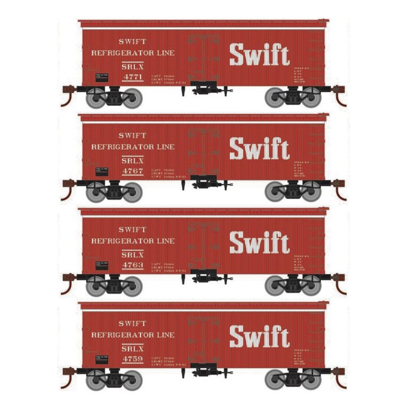 Roundhouse 1041 HO Scale 36' Wood Reefer Swift SRLX 4-Pack #1