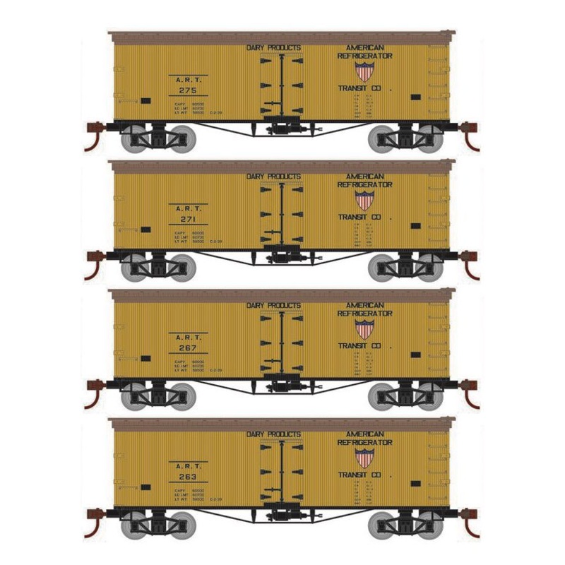 Roundhouse 1044 HO Scale 36' Wood Reefer American Refrigerator Transit ART 4-Pack #2