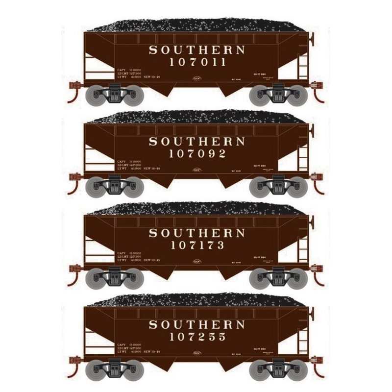 Roundhouse 1048 HO Scale 34' Offset Open Hopper Southern SOU 4-Pack #2