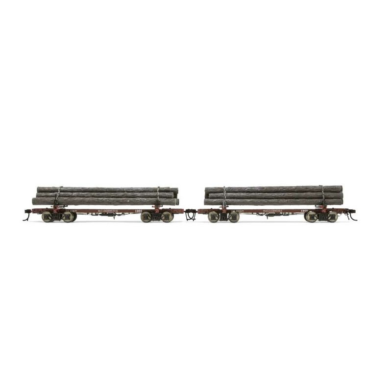 Rivarossi HO Scale HR6628 HO Scale Skeleton Log Car McCloud River 1205/1207 2 Pack