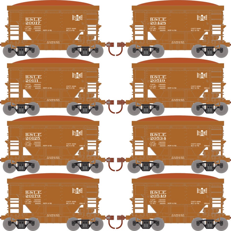 Roundhouse 1165 24' Ore Car w/Load Bessemer & Lake Erie BLE 8-Pack #1