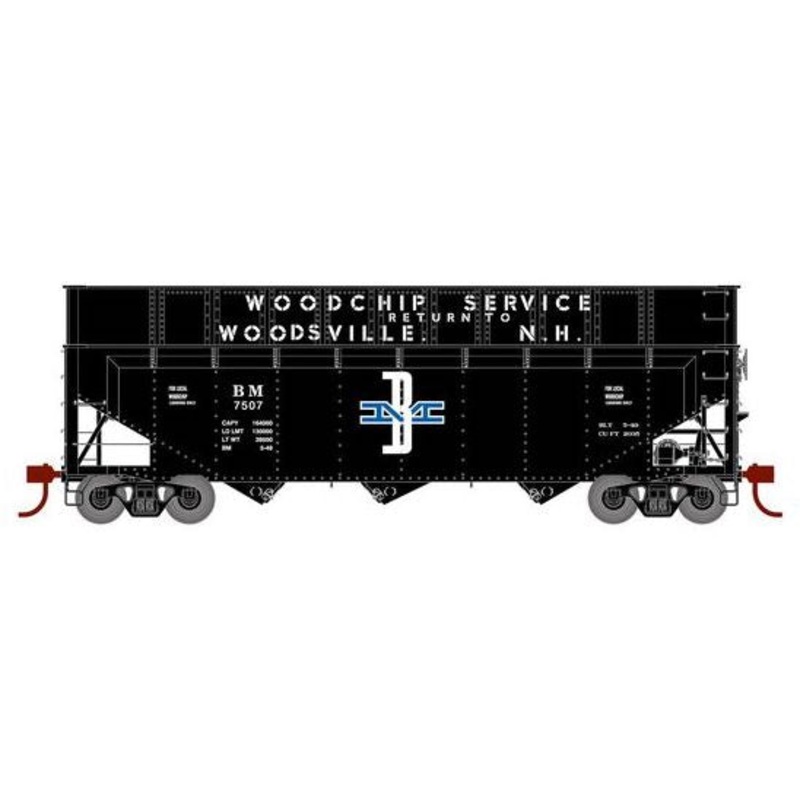 Athearn RTR 1277 HO Scale 40' Woodchip Hopper w/Load Boston & Maine B&M 7507