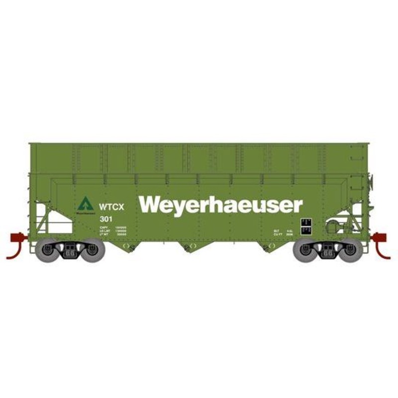 Athearn RTR 1280 HO Scale 40' Woodchip Hopper w/Load Weyerhaeuser WTCX 301