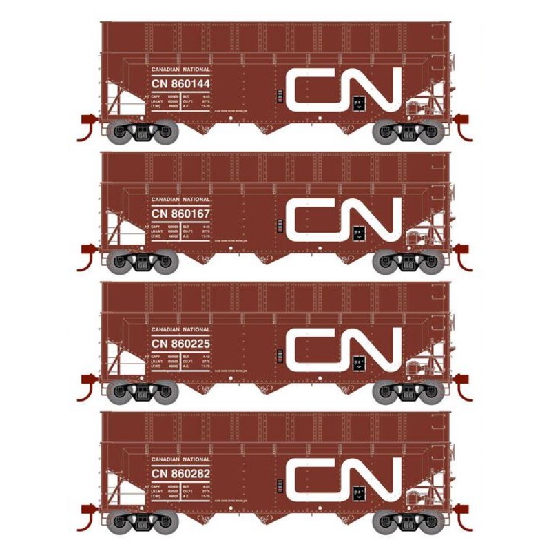 Athearn RTR 1285 HO Scale 40' Woodchip Hopper w/Load Canadian National CN 4-Pack #1