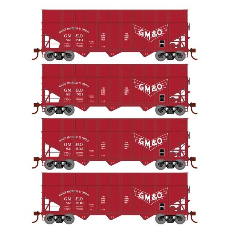 Athearn RTR 1288 HO Scale 40' Woodchip Hopper w/Load Gulf Mobile & Ohio GMO 4-Pack #2