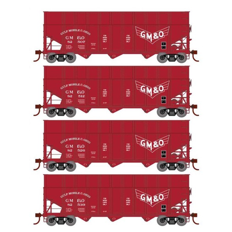 Athearn RTR 1290 HO Scale 40' Woodchip Hopper w/Load Gulf Mobile & Ohio GMO 4-Pack #1