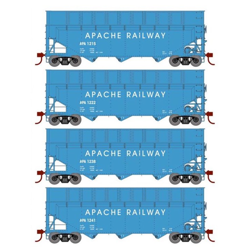 Athearn RTR 1291 HO Scale 40' Woodchip Hopper w/Load Apache APA 4-Pack #1