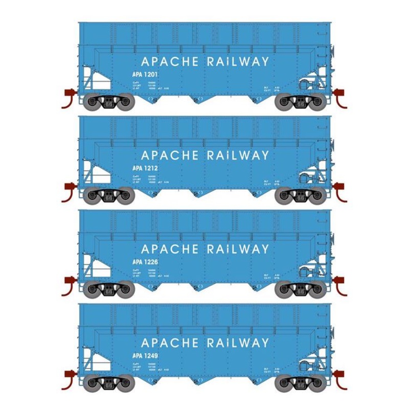 Athearn RTR 1292 HO Scale 40' Woodchip Hopper w/Load Apache APA 4-Pack #2
