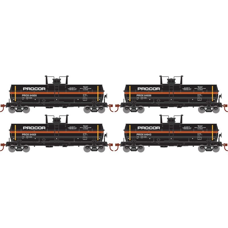 Athearn RTR 1299 HO Scale Chemical Tank Procor PROX 4-Pack