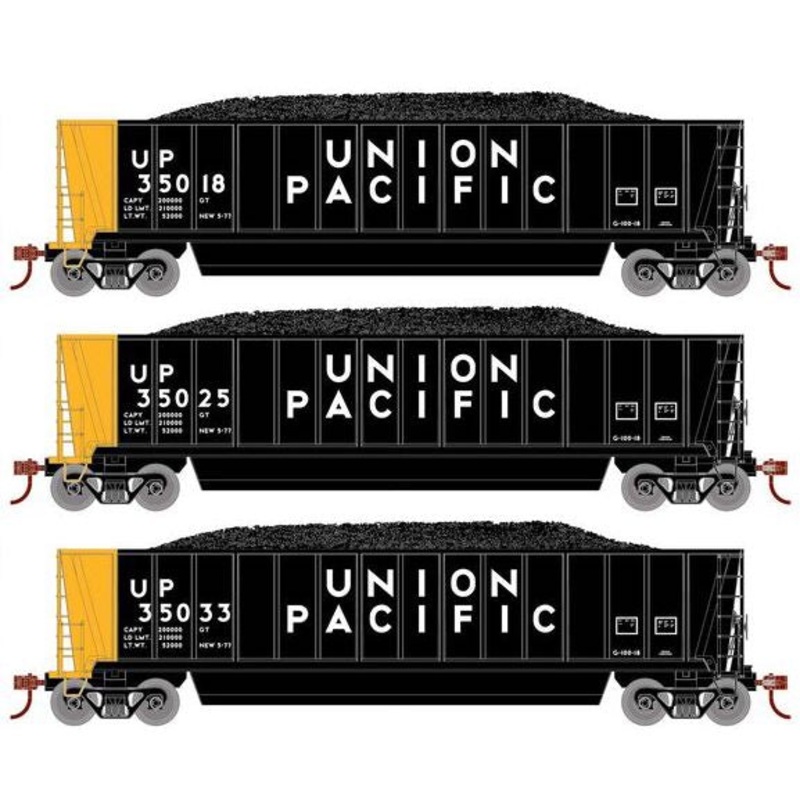 Athearn RTR 1387 HO Scale Bathtub Gondola w/Load Union Pacific UP 3-Pack #1