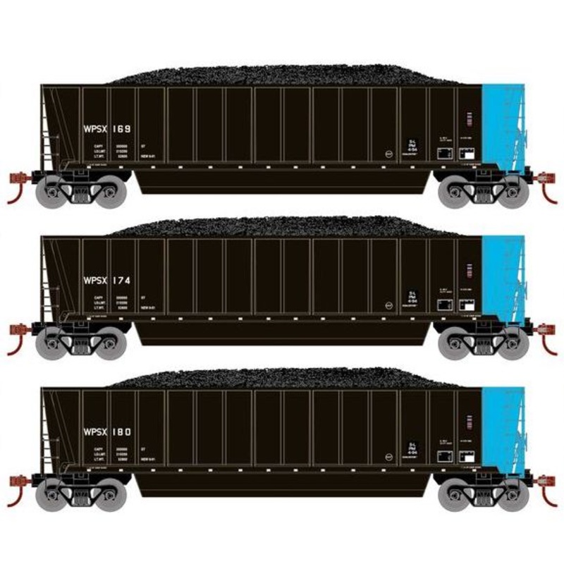Athearn RTR 1392 HO Scale Bathtub Gondola w/Load Wisconsin Public Service WPSX 3-Pack #2