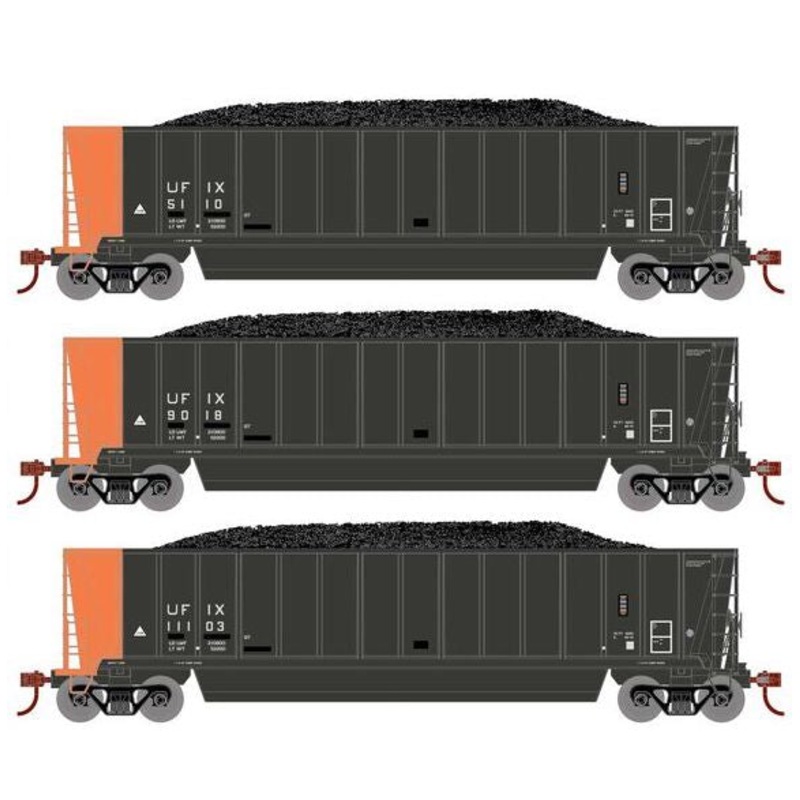 Athearn RTR 1395 HO Scale Bathtub Gondola w/Load Utility Fuels UFIX 3-Pack #2 Primed for Grime