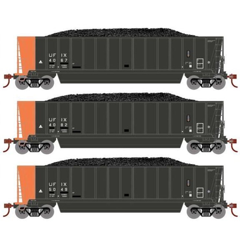 Athearn RTR 1396 HO Scale Bathtub Gondola w/Load Utility Fuels UFIX 3-Pack #1 Primed for Grime