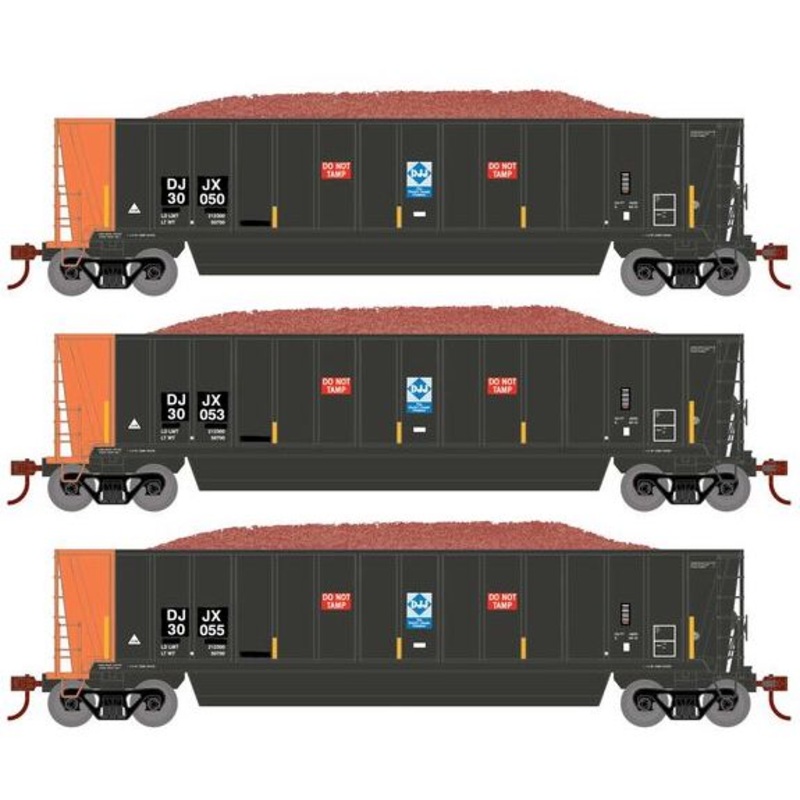 Athearn RTR 1398 HO Scale Bathtub Gondola w/Load David J Joseph DJJX 3-Pack #1 Primed for Grime
