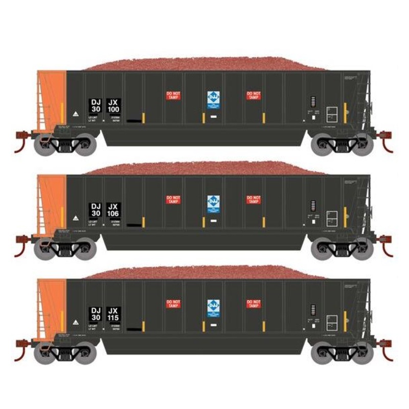 Athearn RTR 1400 HO Scale Bathtub Gondola w/Load David J Joseph DJJX 3-Pack #2 Primed for Grime