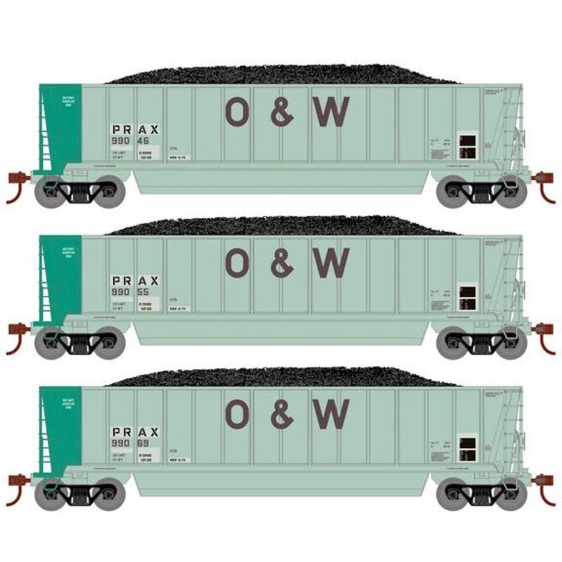 Athearn RTR 1401 HO Scale Bathtub Gondola w/Load Pacific Rail PRAX 3-Pack #2 Primed for Grime