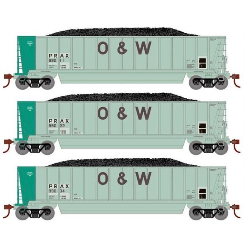Athearn RTR 1402 HO Scale Bathtub Gondola w/Load Pacific Rail PRAX 3-Pack #1 Primed for Grime