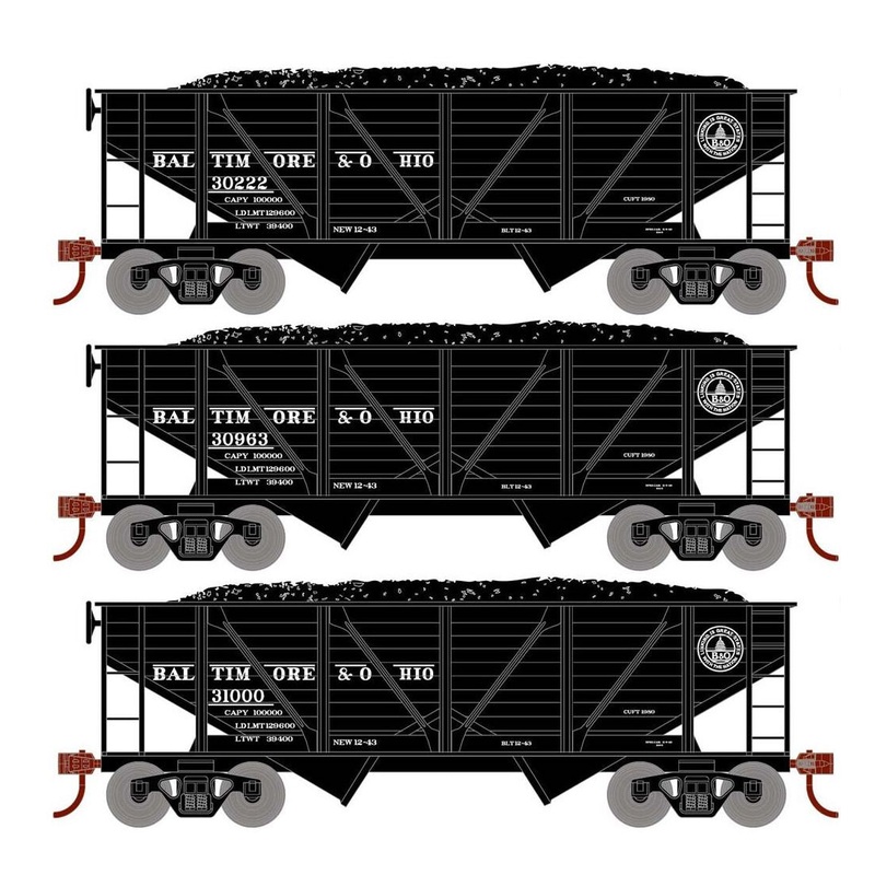 Roundhouse 70803 HO Scale 34' Composite Open Hopper Baltimore & Ohio B&O 3 Pack
