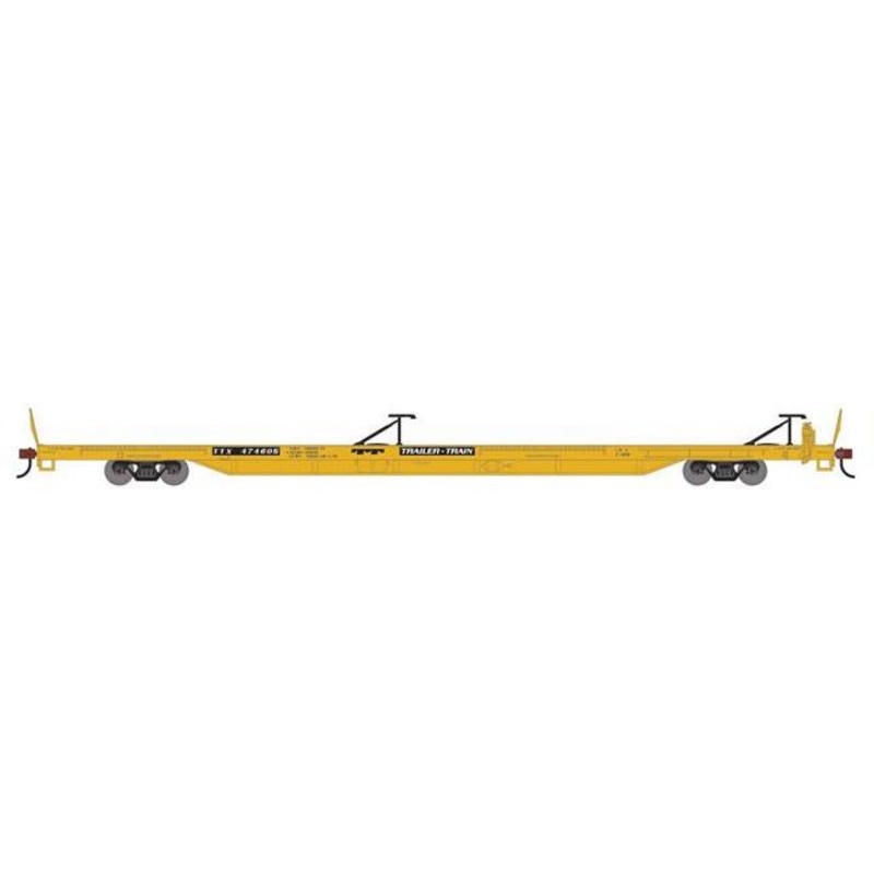 Athearn RTR 1539 HO Scale 85' TOFC Flatcar Trailer Train TTX 474605 (Yellow)
