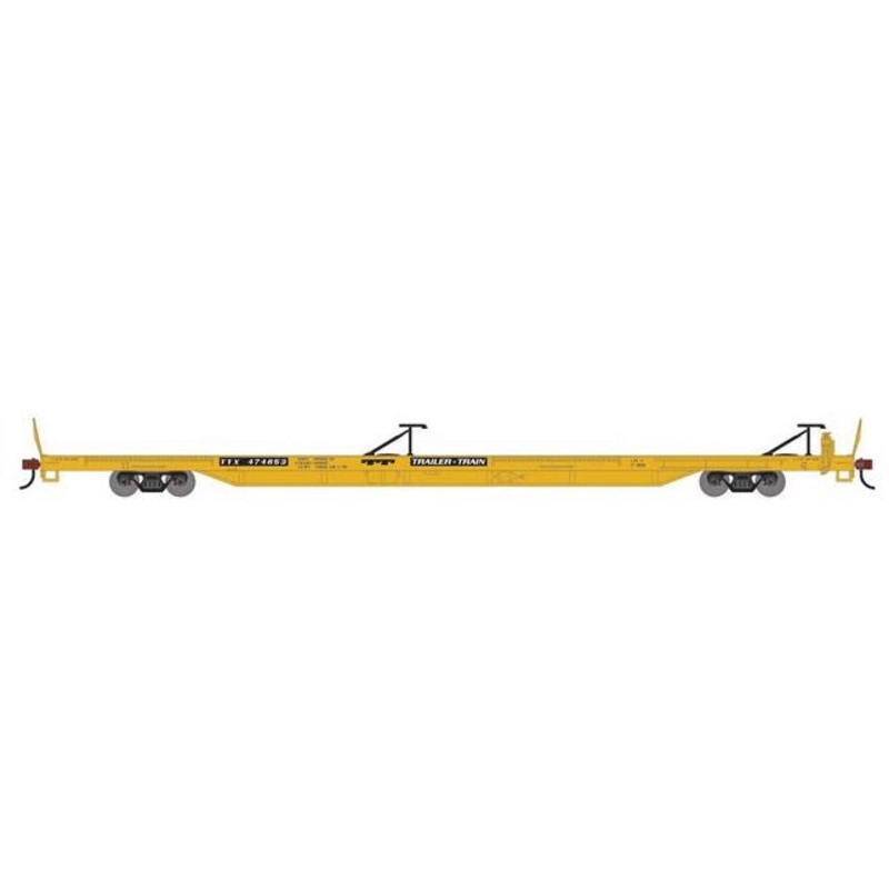 Athearn RTR 1540 HO Scale 85' TOFC Flatcar Trailer Train TTX 474653 (Yellow)