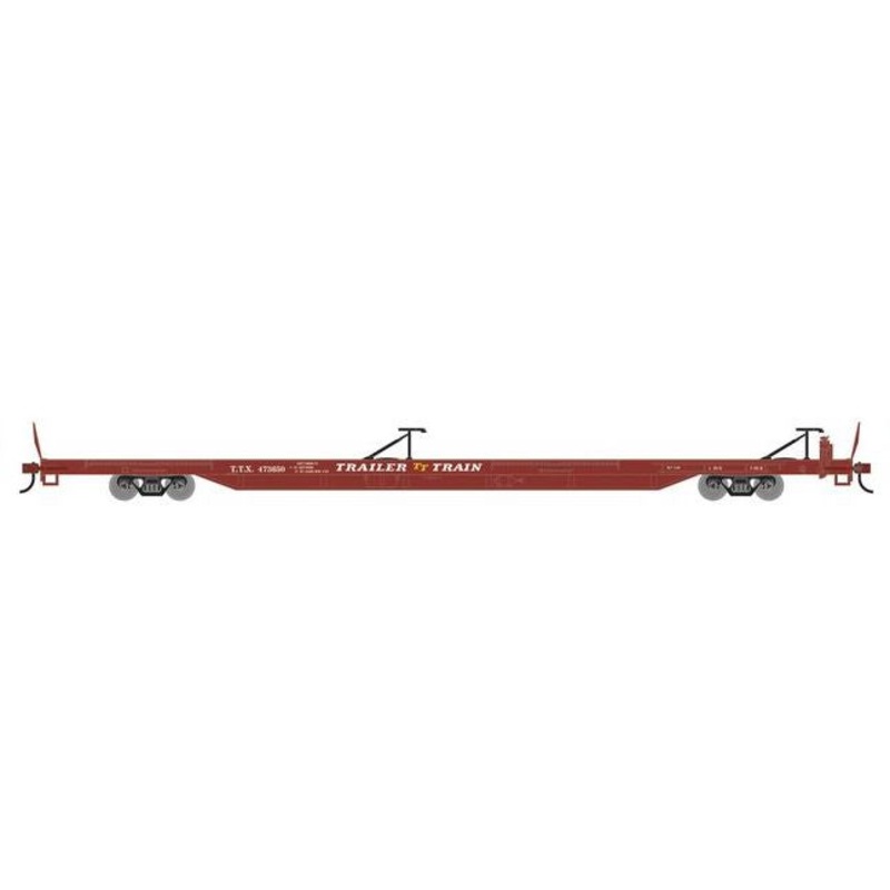 Athearn RTR 1543 HO Scale 85' TOFC Flatcar Trailer Train TTX 473650 (Brown)