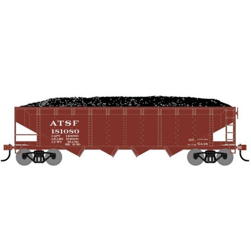 Athearn RTR 1569 HO Scale 40' 4-Bay Offset Hopper W/Load Santa Fe ATSF 181080