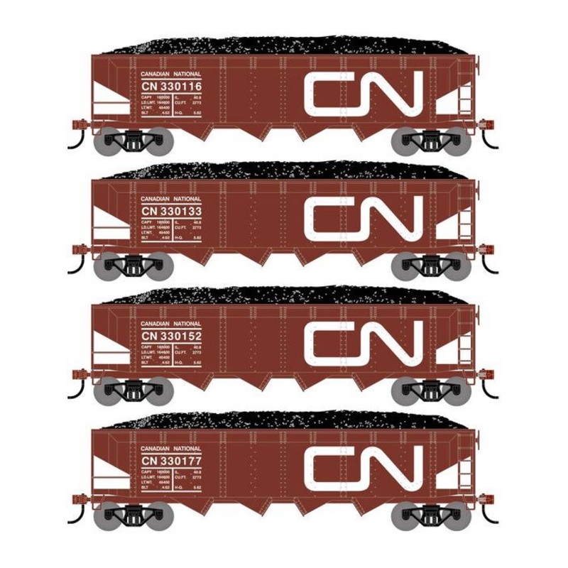 Athearn RTR 1576 HO Scale 40' 4-Bay Offset Hopper W/Load Canadian National CN 4-Pack #1