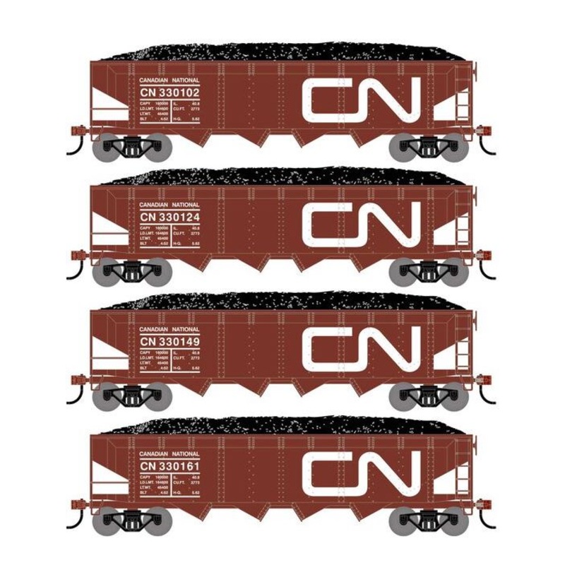 Athearn RTR 1577 HO Scale 40' 4-Bay Offset Hopper W/Load Canadian National CN 4-Pack #2