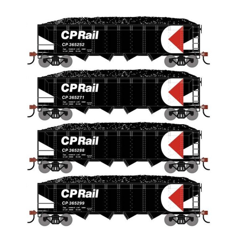 Athearn RTR 1579 HO Scale 40' 4-Bay Offset Hopper W/Load Canadian Pacific CP 4-Pack #1