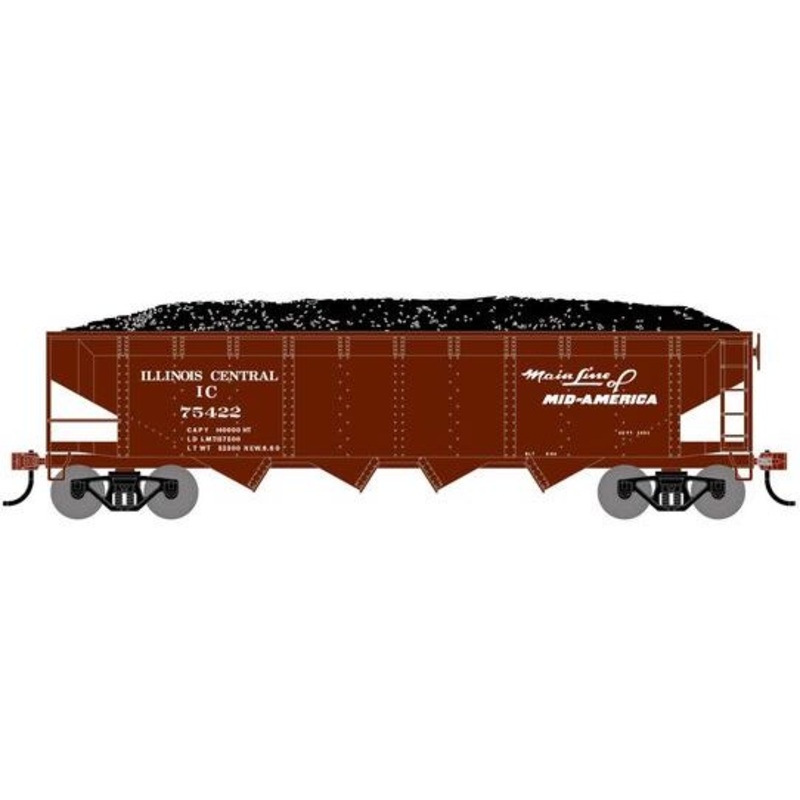 Athearn RTR 1581 HO Scale 40' 4-Bay Offset Hopper W/Load Illinois Central IC 75422