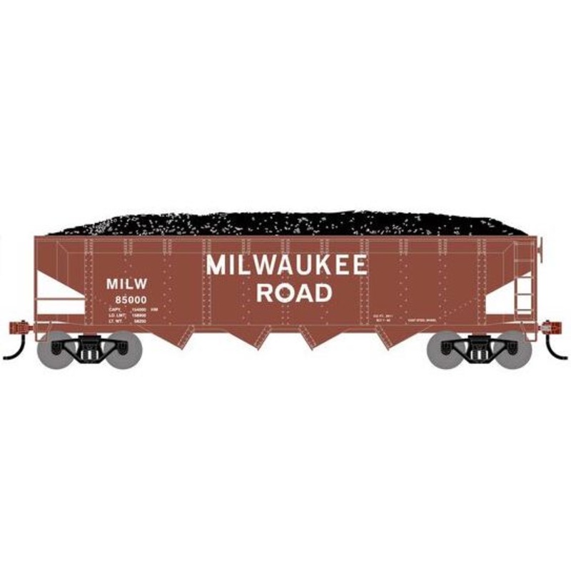 Athearn RTR 1584 HO Scale 40' 4-Bay Offset Hopper W/Load Milwaukee Road MILW 85000