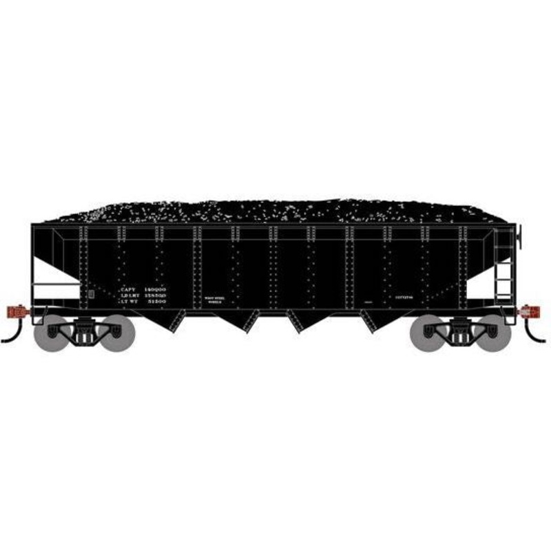 Athearn RTR 1587 HO Scale 40' 4-Bay Offset Hopper W/Load Data Only Black